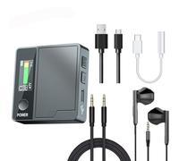 Voice changer sound card, DJ mixer, A9 portable podcast equipment kit (with headphones & converters). Compatible with phones, PCs, Xbox, PS5. Adjusts voices for gaming, calls & streaming.