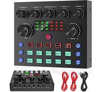 Voice Changer Sound Card, Sound Mixer Board with Multiple Sound Effects, External Audio Mixer for Music Recording Broadcast on Cell Phone Computer