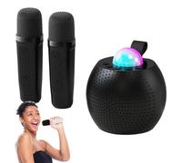 Voice Changing Karaoke System with 2 Wireless Mics - Round Speaker with Dynamic Light Effects - Great for Home Entertainment and Outdoor Events, Enjoyable for All Ages