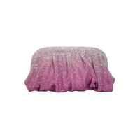 VOICE CHOO Shinny Ruched Rhinestone Clucth Bag for Women Designer Gradient Love Hearts Pattern Evening Bag Fashion Party Female Purse(Pink)