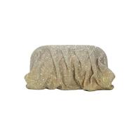 VOICE CHOO Shinny Ruched Rhinestone Clucth Bag for Women Designer Gradient Love Hearts Pattern Evening Bag Fashion Party Female Purse(Gold)