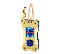Voice Control Kerosene Lighter, Refillable Metal Mecha Style, 4 Ignition Methods, Soft Flame, Perfect for Camping, Outdoor Use and Emergencies