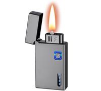 Voice-controlled intelligent induction kerosene lighter retro flip cover 5 ignition methods suitable for men's gifts outdoor camping (kerosene not included)(Gray)