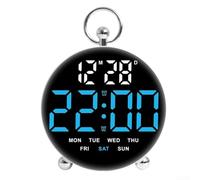 Voice Controlled Multifunctional Digital Clock Showcases Time, Date & Temperature on an Easy to Read LED Screen; Perfect for Night Use (Blue)
