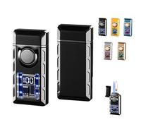 Voice-Controlled Windproof Double Flame Lighter, Smart Metal Design with Multiple Ignition Modes and Visible Air Window, Compact Inflatable Lighter for Men