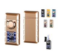 Voice-Controlled Windproof Double Flame Lighter, Smart Metal Design with Multiple Ignition Modes and Visible Air Window, Compact Inflatable Lighter for Men