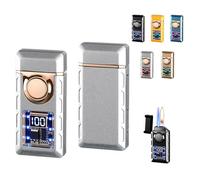 Voice-Controlled Windproof Double Flame Lighter, Smart Metal Design with Multiple Ignition Modes and Visible Air Window, Compact Inflatable Lighter for Men