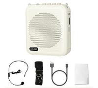 Voice Loudspeaker with Wired Microphone Designed for Teachers, Trainers, and Public Speakers (English in white)