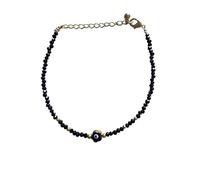 Voice of Source Hamsa Evil Eye Protection Bracelet, Black Crystal, 17cm with 5cm Chain, Made in Bali