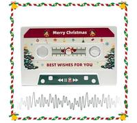 Voice Recordable Greeting Card with Adhensive, Personalized Cassette Tape Christmas Ornament, Message Recorder, Record & Re-Record, for Grandparents, Mother's Day, Father's Day Christmas