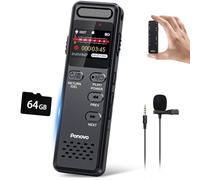 Voice Recorder 100H Continuous Recording, Ponovo 80GB Digital Voice Activated Recorder 1536Kbps HD Dual MIC Dictaphone, 1100mAh Mini Audio Recording Device with Password for Meeting Interview Class