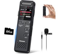Voice Recorder 100H Continuous Recording, Ponovo 96GB Digital Voice Activated Recorder 1536Kbps HD Dual MIC Dictaphone, 1100mAh Mini Audio Recording Device with Password for Meeting Interview Class