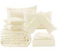 Voice7 Cream Pillowcases 2 Pack Plain Dyed Polycotton Housewife Pillow Cases Pair with Envelop Enclosure 50x75cm