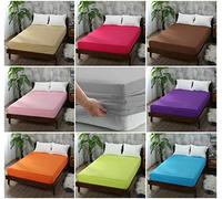 Voice7 Easy-Care 16 inches/40cm Extra Deep Fitted Bed Sheets - Non Iron Percale Quality Poly Cotton Sheet for Thick Mattress - 21 Stunning Colors And UK Sizes (White, Double)