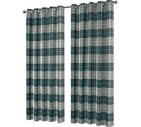 Voice7 Emerald Green Check Thermal Blackout Eyelet Curtains 55" x 54" - For Bedroom and Living Room 65% Black Out Curtain - 2 Panels Window Treatment Privacy (Emerald Check - 55" Width x 54" Drop)