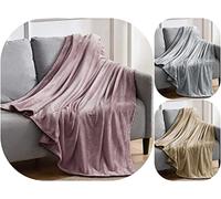 Voice7 Flannel Fleece Blanket Throw Mauve 150x200 CM - Soft Lightweight Throws For Settees/Sofa/Chairs/Couch - Home Decor For All Seasons (Mauve/Light Pink)