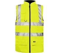 Voice7 Hi Vis Viz Bodywarmer Fleece Lined Reversible Gilet High Visibility Waterproof Reflective Security Safety Workwear Waistcoat Sleeveless Vest Jacket (UK, Alpha, XXL, Regular, Regular, Yellow)