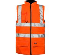 Voice7 Hi Vis Viz Bodywarmer Fleece Lined Reversible Gilet High Visibility Waterproof Reflective Security Safety Workwear Waistcoat Sleeveless Vest Jacket (UK, Alpha, L, Regular, Regular, Orange)