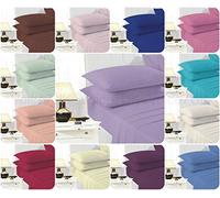 Voice7 LUXURY EASY CARE FLAT BED SHEETS ~ Optional PILLOWCASES PolyCotton Fabric ~ 19 Stunning COLORS UK Sizes (DOUBLE SHEET, GREY)