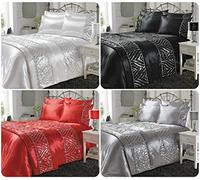 Voice7 Luxury Satin Silk Sequin Shimmer DUVET COVER SET with Pillowcases ~ SPARKLE Crystal Bedding (Silver, Double DUVET SET)