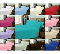 Voice7 Luxury Super Quality Fitted Bed Sheets OR Pillowcases - Plain Dyed Poly Cotton Fabric 12 Plain Colors And UK Sizes New (Cream Super King Fitted Sheet)