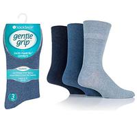 Voice7 Mens Cotton Rich Diabetic Socks/Gentle Grip Socks/Crew Socks/Hand Linked Toe Seams Non-Elastic Comfort Soft Adults Sock - One Standard Size UK 6-11 (6 Pairs, Blue)