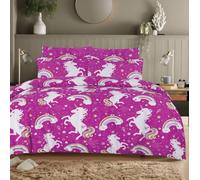 Voice7 Microfiber Kids Duvet Set - Soft Easy Care Children's Bedding Quilt Bed Cover with Pillowcase (Unicorn Pink, Single Duvet Cover Set)