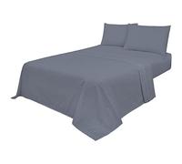 Voice7 Non Iron Grey 3pc Sheets Set (Fitted Sheet + Flat Sheet + One Pillow Case) Percale Super Poly Cotton Bedding Sets (Grey, Single)