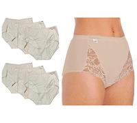 Voice7 Pack-3 Womens Basic + Maxi Briefs Nude Knickers, Plain & Lace Ladies Underwear Cotton Shape Retention UK Sizes (20, Beige Lace (3 Pack))