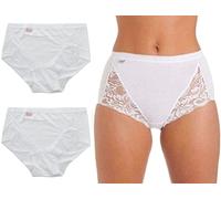 Voice7 Pack-3 Womens Basic + Maxi Briefs Nude Knickers, Plain & Lace Ladies Underwear Cotton Shape Retention UK Sizes (20, White Lace (6 Pack))