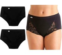 Voice7 Pack-3 Womens Basic + Maxi Briefs Nude Knickers, Plain & Lace Ladies Underwear Cotton Shape Retention UK Sizes (14, Black Lace (6 Pack))