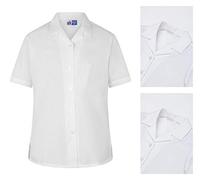 Voice7 Plain Short Sleeve Girls Blouse Revere Collar Regular Fit - School Blouse Plus Casual Shirt (30" - Age 8-9 Years - White)