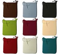 Voice7 Set of 1-6 Poly Cotton PLAIN SEAT PADS with Ties - Home Office Garden Removable Cover Foam Chair Cushions - Standard UK Size 37 cm x 42 cm + Thickness 1.25 inches (Chocolate, SET OF: 4)