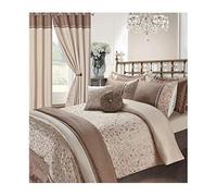 Voice7 Soft Elegant Design Sequin Embroidery Bedding Bedroom Collections UK Sizes (Marie Latte, Double Duvet Cover + 2 Pillow Cases)