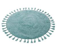 Voice7 Tasselled Duck Egg Round Bath Mat 100% Cotton, Non-Slip Bath Carpet for Heated Floors, Soft Bathroom Shower Rugs, Water Absorbent Bathmats 70 x 70 cm (Duck Egg)
