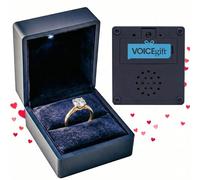VOICEGIFT Audio Recording Ring Box with LED Light - Voice Recordable Jewelry Box Records Multiple Messages up to 60 Seconds - Gift for Proposals, Weddings & Special Occasions - Midnight Blue