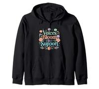 Voices Bloom Support Communication Awareness Design Zip Hoodie