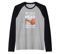 Voices in My Head Telling Me Play Ukulele Tropical Flower Raglan Baseball Tee