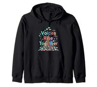 Voices Rise Together Communication Awareness Design Zip Hoodie