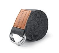 voidbiov D-Ring Buckle Yoga Strap 1.85 or 2.5M, Durable Cotton Adjustable Belt Perfect for Holding Poses, Improving Flexibility and Physical Therapy Grey