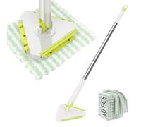 VOIDHUES Lazy Mop for Cleaning Floors Mop With Pressure Clamping System Mini Mops to Wash by Hand one-Touch Replacement 10 dry Sweeping Cloths, Suitable for Kitchens, Walls and Windows(triangle)