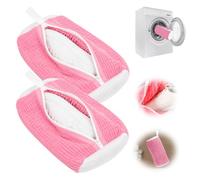 VOIDHUES Shoe Washing Machine Bag 2pcs Trainer Washing Machine Bag Reusable Sneaker Cleaning With Zipper Lined With Chenille Microfiber Suitable for Cleaning Athletic Shoes And Sneakers (Pink)