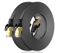 VOIETOLT Cat 8 Ethernet Cable 3 Meter 2Pack, High-Speed 40Gbps/2000Mhz Flat Braided Internet Cable, Gigabit STP RJ45 Network Cable Compatible for PS4/5, for Modem, PC/Laptop