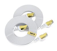 VOIETOLT Cat8 Ethernet Cable 3 meter 2Pack, 40Gbps/2000Mhz Flat High Speed Network Cable, STP RJ45 Gigabit Cat-8 Lan Internet Cable for PS4/5, for Modem - White