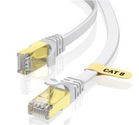 VOIETOLT Cat8 Ethernet Cable 3 meter, 40Gbps/2000Mhz Flat High Speed Network Cable, STP RJ45 Gigabit Cat-8 Lan Internet Cable for PS4/5, for Modem - White