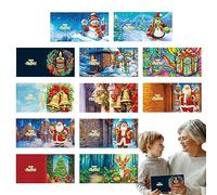 Voihamy 5D Kits - Diamond Art Christmas Greeting Cards - 12 Christmas Cards - Diamond Art Kits Adults Christmas Crystal Round Drill Card Making Kits