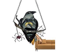 Voihamy Crow Decor,Unique Gothic Crow Pendant Metal Art Raven Decoration | Home Decor Halloween Accessories Crow Ornament Elegant for Living Rooms Homes Bedrooms
