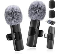 voijump 2026 Wireless Lavalier Microphone for iPhone, iPad, Android Phone, 2-Pack Mini Lapel Mic for Video Recording, Live Streaming, Vlogging, TikTok, YouTube, Noise Reduction, Plug and Play