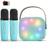 voijump Mini Karaoke Machine for Kids Adults, Portable Bluetooth Karaoke Speaker with 2 Wireless Microphones for Girls Boys 3-11,12+ Years Old, Gifts for Family Home Birthday Party