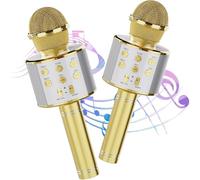 voijump Wireless Bluetooth Karaoke Microphone 2 Pack, 4-in-1 Handheld Mic Speaker for Singing, Karaoke Machine for Phone Android PC, Great Birthday Gifts for Girls Kids Adults for Party,Home KTV